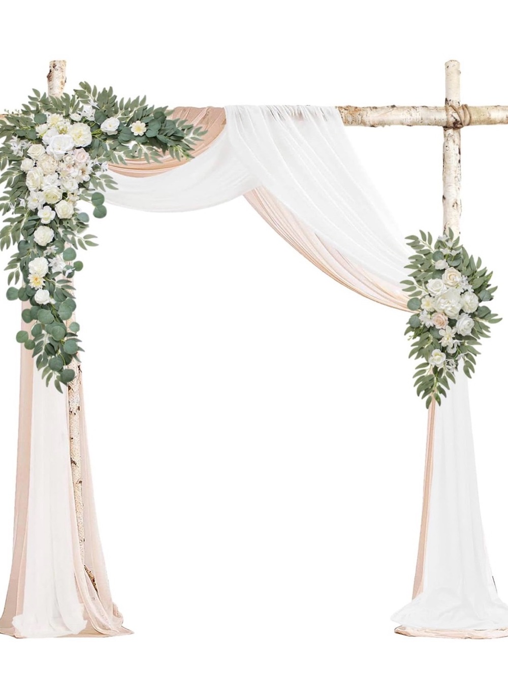 White and Blush Faux Florals with Greenery